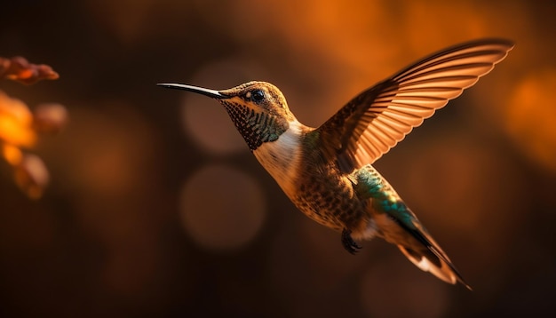 Kostenloses Foto schwebender kolibri breitet schillernde flügel in der luft aus, die von ki erzeugt werden