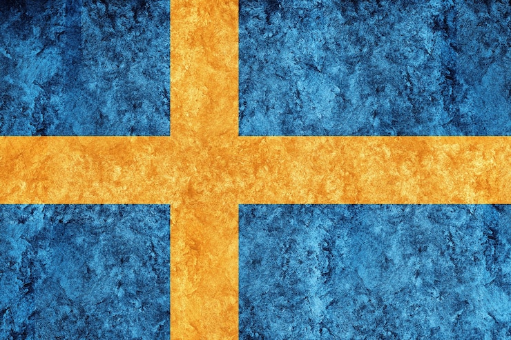 Schweden Metallic-Flagge, strukturierte Flagge, Grunge-Flagge