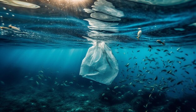 Schwimmen mit tropischen Fischen in einem von KI generierten Unterwasserparadies