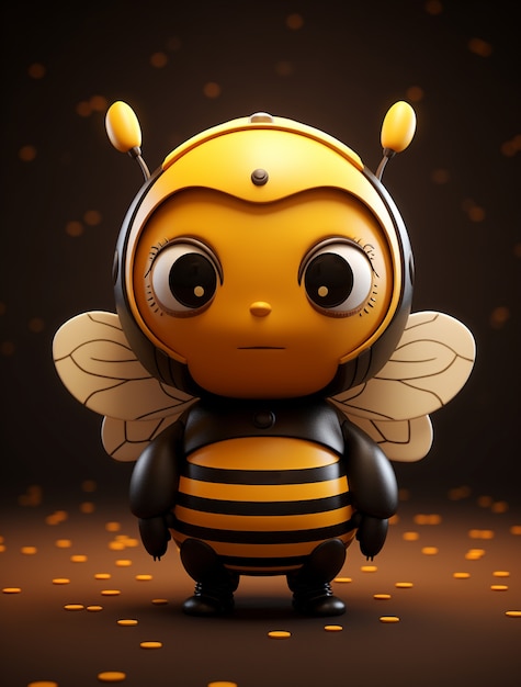 Sehen Sie sich die 3D-Bienen-Insekten-Cartoon-Figur an