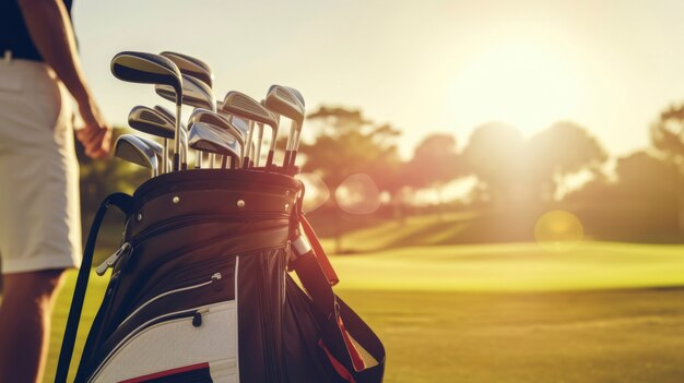 Kostenloses Foto seitenansicht mann spielt golf in der natur