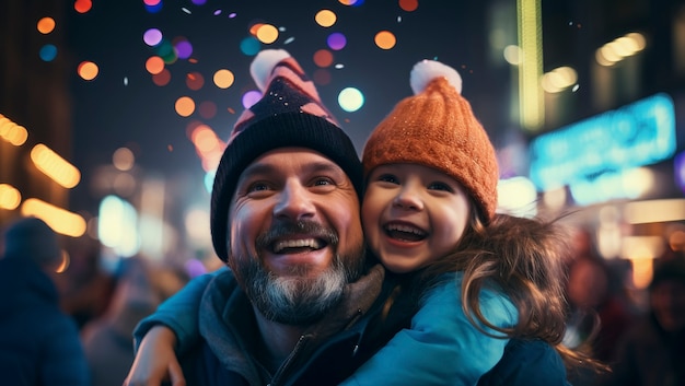 Seitenansicht Vater und Kind feiern Neujahr