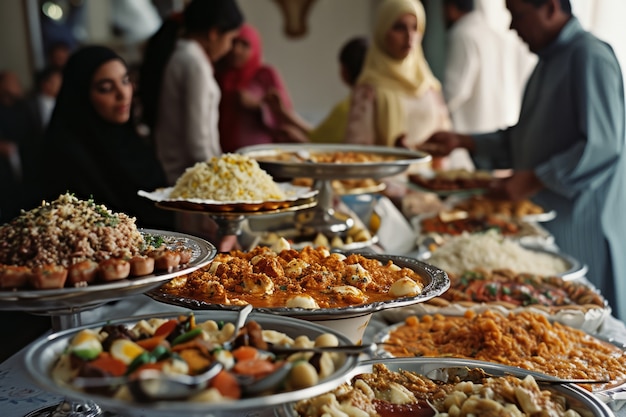 Kostenloses Foto seitenansichtleute, die eid al-fitr feiern