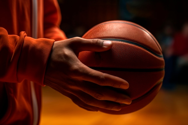 Seitenansichtmann, der Basketball spielt