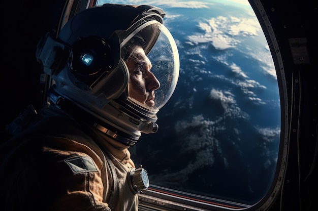 Kostenloses Foto seitensicht fotorealistischer astronaut