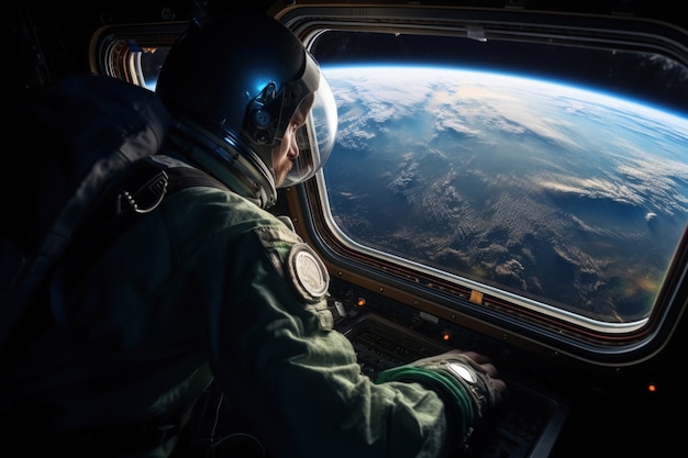 Kostenloses Foto seitensicht fotorealistischer astronaut