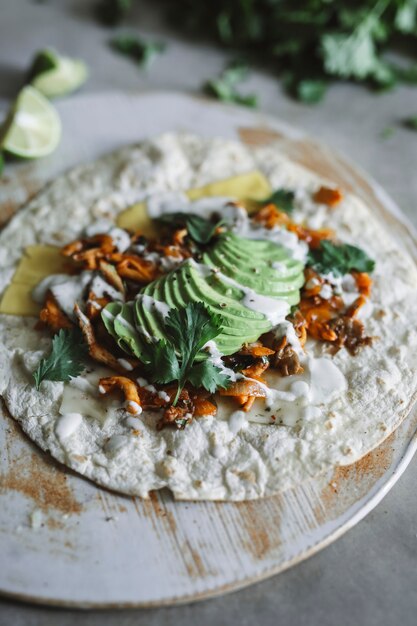 Kostenloses Foto selbst gemachte pilz quesadilla nahrungsmittelphotographie-rezeptidee