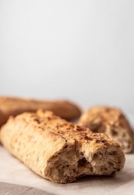 Selbst gemachter Hintergrund des gebackenen Brotkopierraums