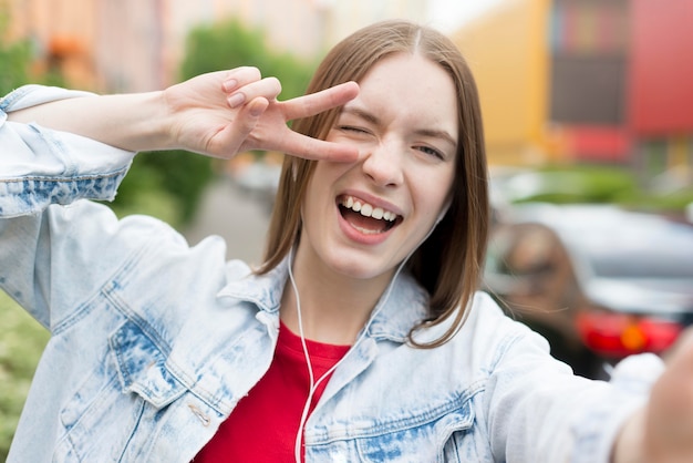 Selfie einer glücklichen Frau