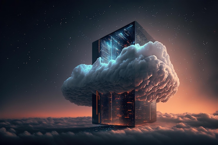 Kostenlose Foto server-cloud-datenspeicherkonzept digitaler online-dienst von cloudscape für globale netzwerk-backup-computerinfrastrukturtechnologie für webdatenbanken