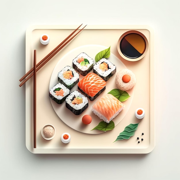 Kostenloses Foto set aus sushi und brötchen mit generativer ki