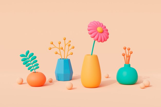 Sicht auf 3D-blühende Blumen