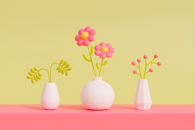 Sicht auf 3D-blühende Blumen