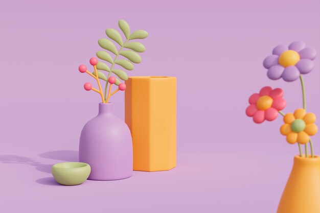 Sicht auf 3D-blühende Blumen