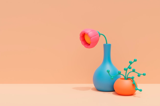 Sicht auf 3D-blühende Blumen
