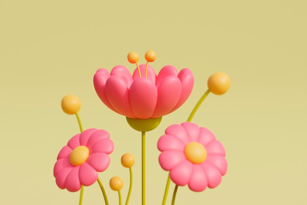 Sicht auf 3D-blühende Blumen