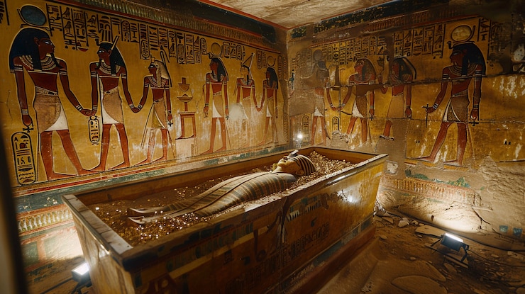 Kostenlose Foto sicht auf alten tempel und grab aus der alten ägyptischen zeit