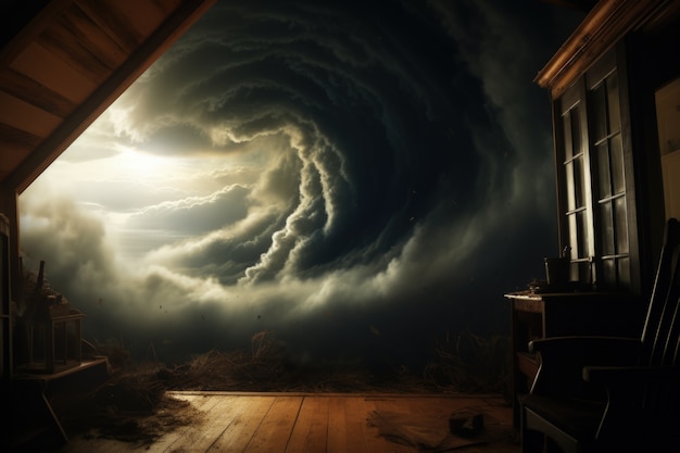 Sicht auf apokalyptische dunkle Wolken
