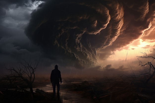 Sicht auf apokalyptische dunkle Wolken