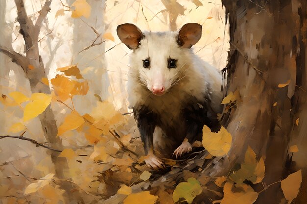 Sicht auf das Opossum-Tier im digitalen Kunststil
