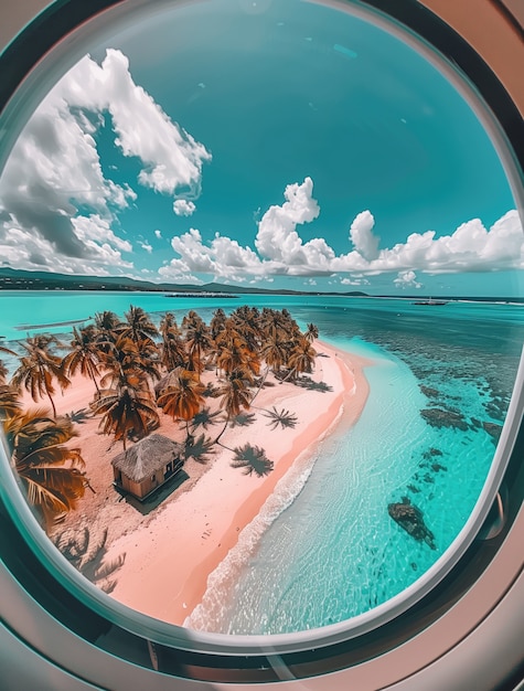 Kostenloses Foto sicht auf das reiseziel aus dem flugzeugfenster