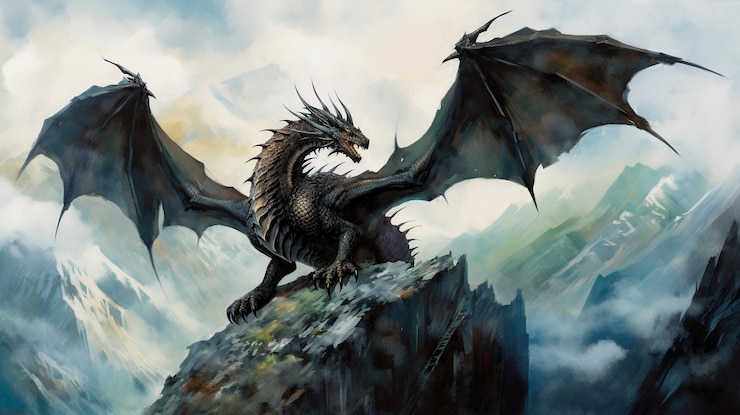 Kostenlose Foto sicht auf den aquarelldrachen
