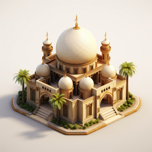 Sicht auf die islamische Moschee in 3D