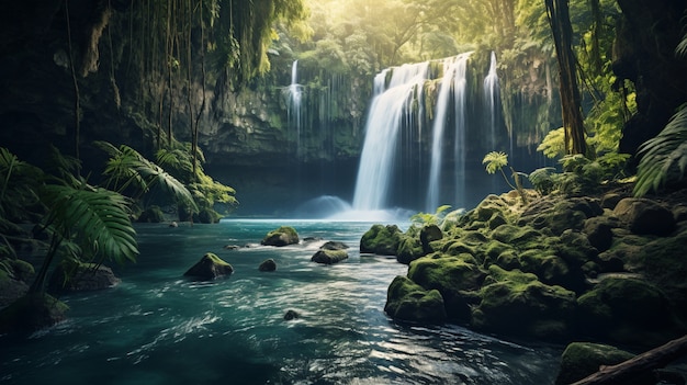 Sicht auf die natürliche Wasserfalllandschaft