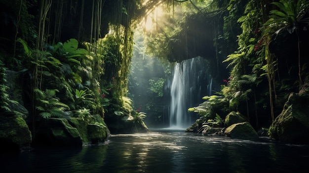 Sicht auf die natürliche Wasserfalllandschaft