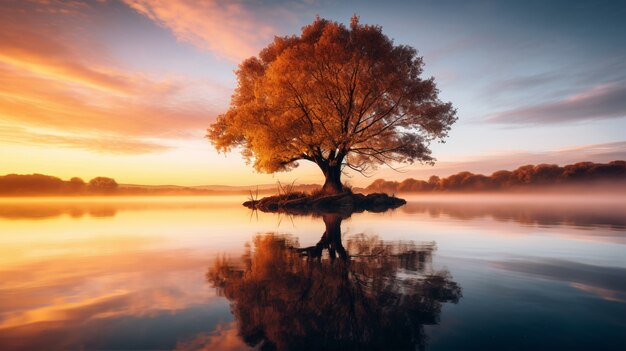 Sicht auf die Naturlandschaft mit dem See