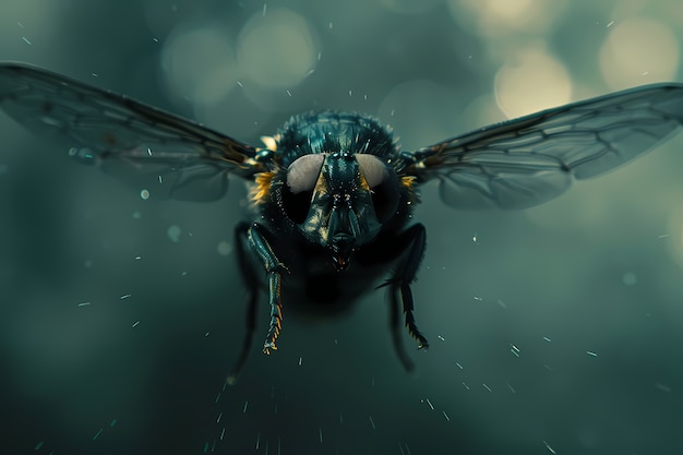 Kostenloses Foto sicht auf ein fliegeninsekt mit flügeln