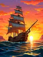Kostenloses Foto sicht auf ein phantastisches piratenschiff