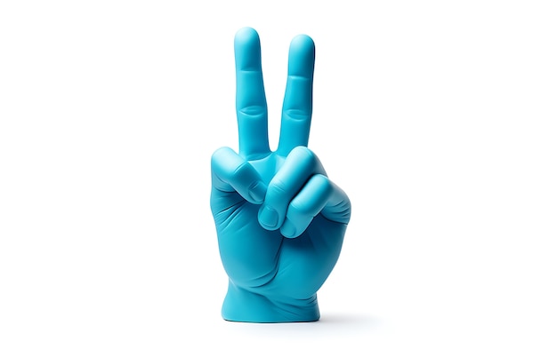 Sicht auf eine 3D-Hand, die eine Friedensgest zeigt