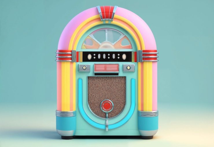 Kostenlose Foto sicht auf eine retro-jukebox-musikmaschine