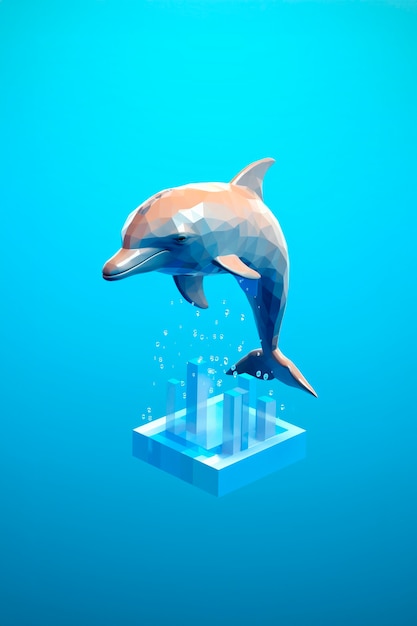 Kostenloses Foto sicht auf einen 3d-delfin mit lebendigen farben