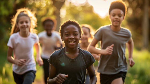 Sicht auf Kinder, die Gesundheits- und Wellnessaktivitäten betreiben