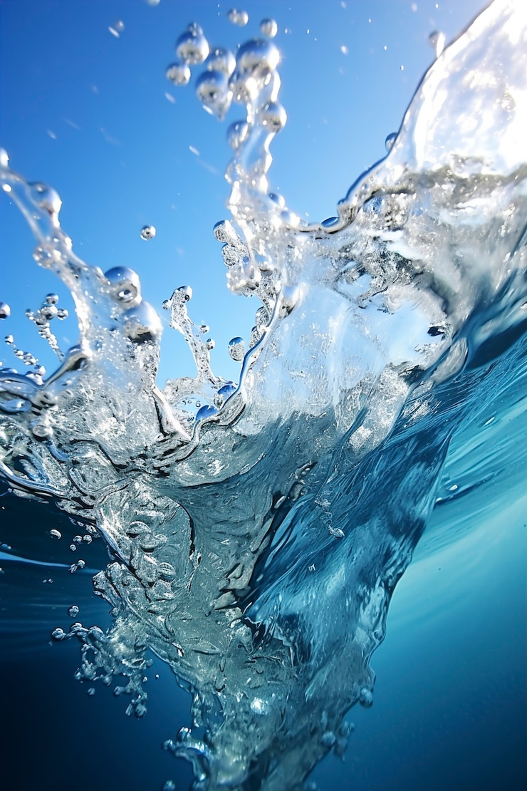 Kostenlose Foto sicht auf klares wasser mit splash-effekt
