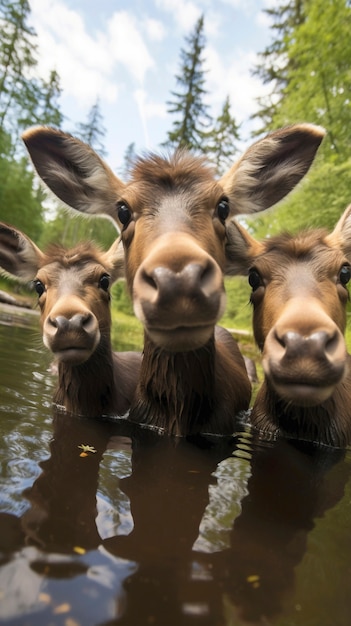 Kostenloses Foto sicht auf wilde elche in der natur