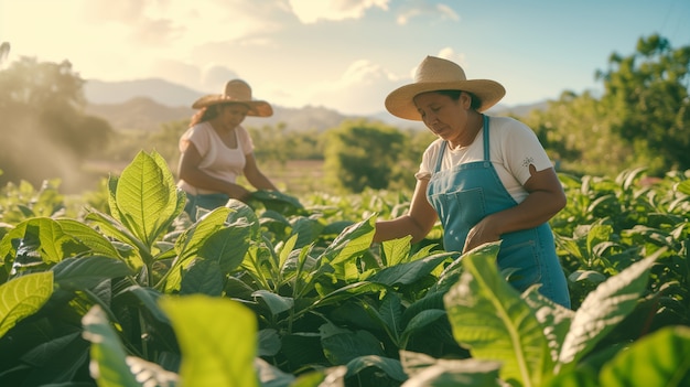 Kostenloses Foto sicht von frauen, die im landwirtschaftlichen sektor arbeiten, um den arbeitstag für frauen zu feiern.