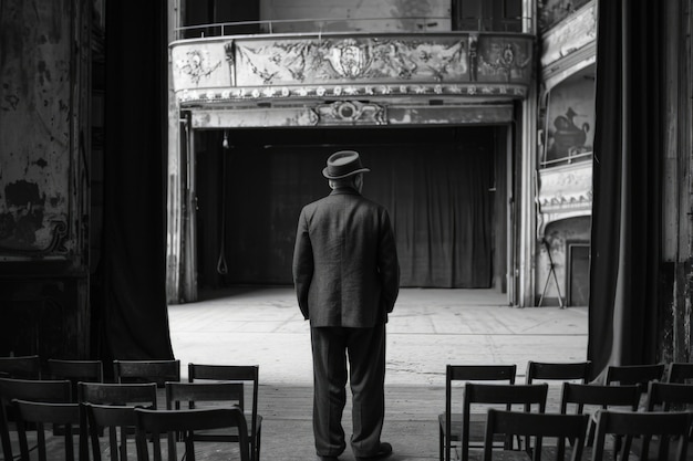 Kostenloses Foto sicht von schwarzen und weißen personen, die das theater besuchen