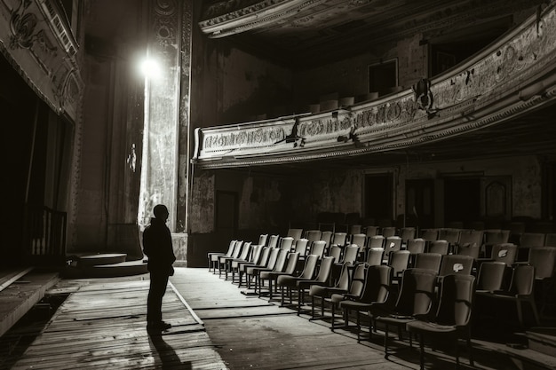 Sicht von schwarzen und weißen Personen, die das Theater besuchen