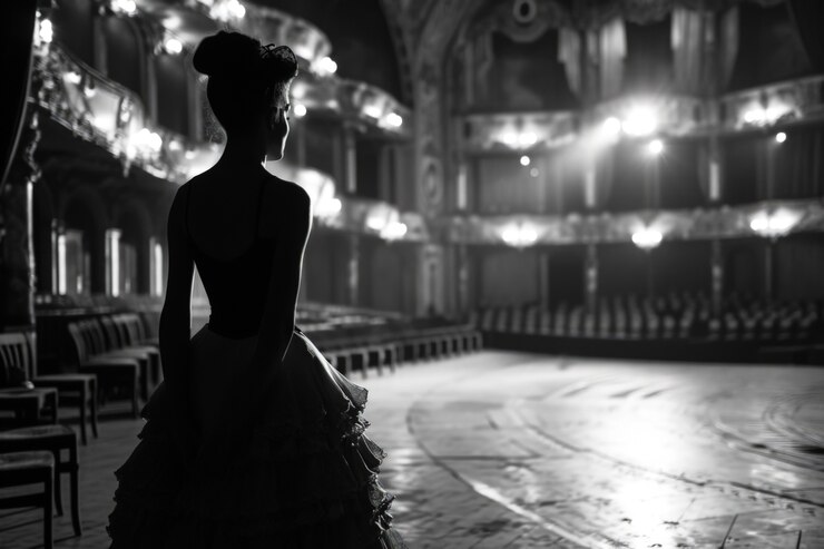 Kostenlose Foto sicht von schwarzen und weißen personen, die das theater besuchen