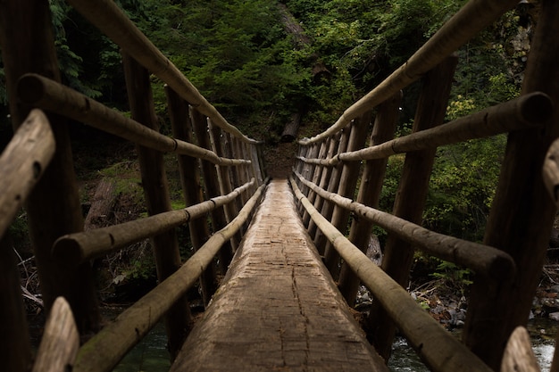 Kostenloses Foto sichtperspektive auf eine hängebrücke