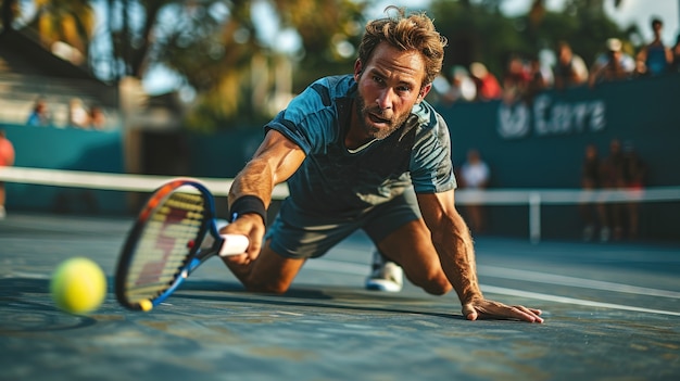 Kostenloses Foto sichtweise eines sportlichen männlichen tennisspielers