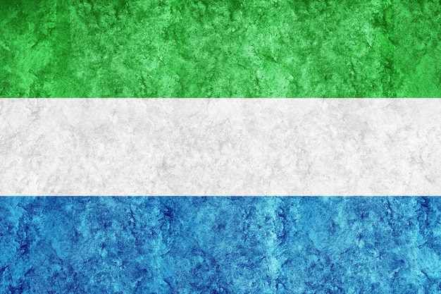 Sierra Leone Metallic-Flagge, strukturierte Flagge, Grunge-Flagge