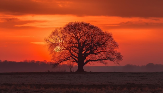 Kostenloses Foto silhouette eines akazienbaums bei sonnenuntergang in afrika, generiert von ki