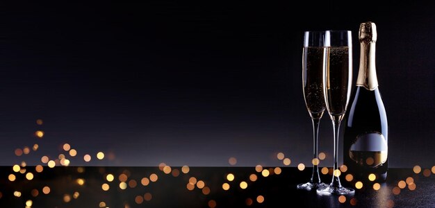 Silvesterfeier hintergrund mit champagner
