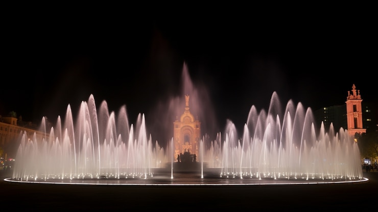 Silvesterfeier mit Feuerwerk und Springbrunnen