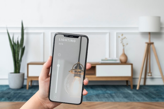 Kostenloses Foto smart-home-system auf dem handy-bildschirm