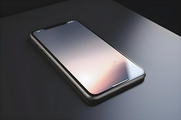 Smartphone mit leerem Bildschirm auf dem Tisch 3D-Rendering